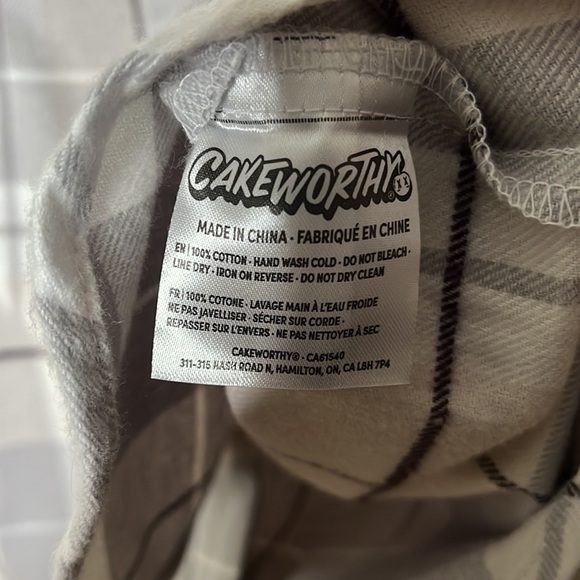 Rare Dobby Harry Potter flannel cakeworthy cream grey w/ brown pinstripe tartan - Picture 14 of 16